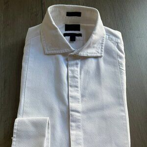 BANANA REPUBLIC Monogram Tuxedo Shirt White Small 14.5-15 Spread Collar